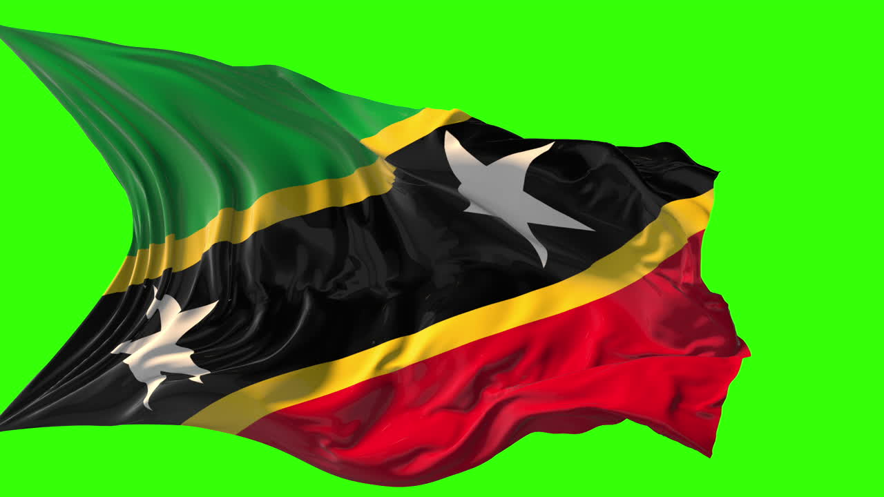Bandiera sventolante di Saint Kitts e Nevis su schermo verde