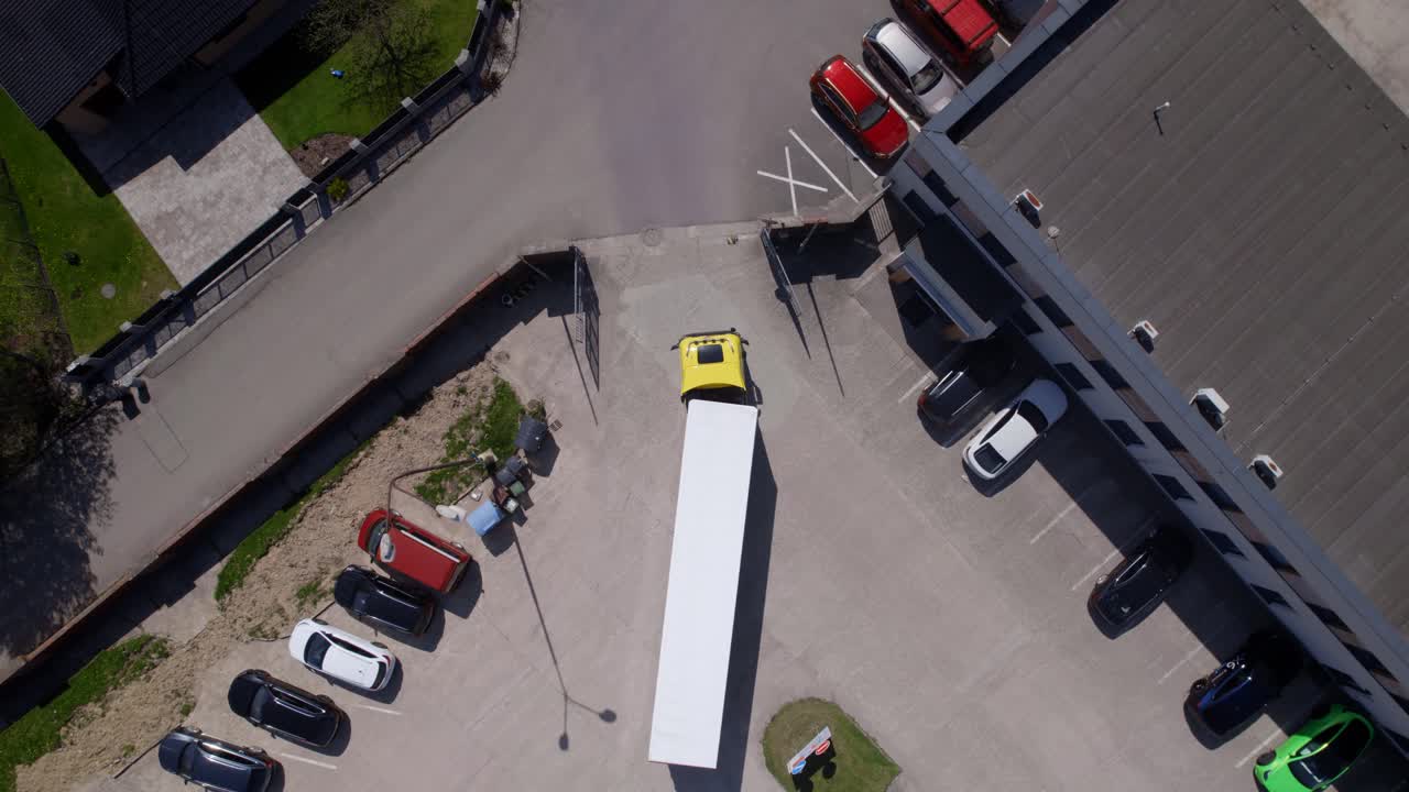 Truck in Parking Lot - Aerial View