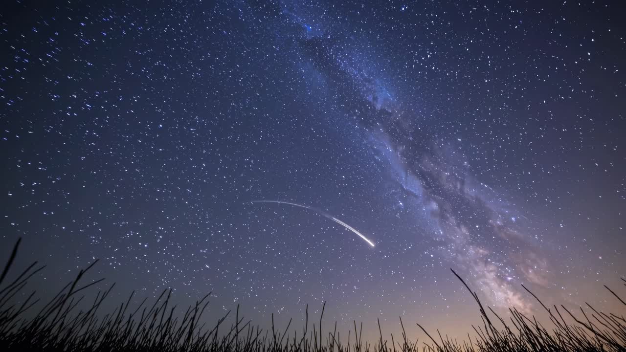 A mesmerizing wide-angle video shot of the night sky, capturing the Milky Way and countless stars