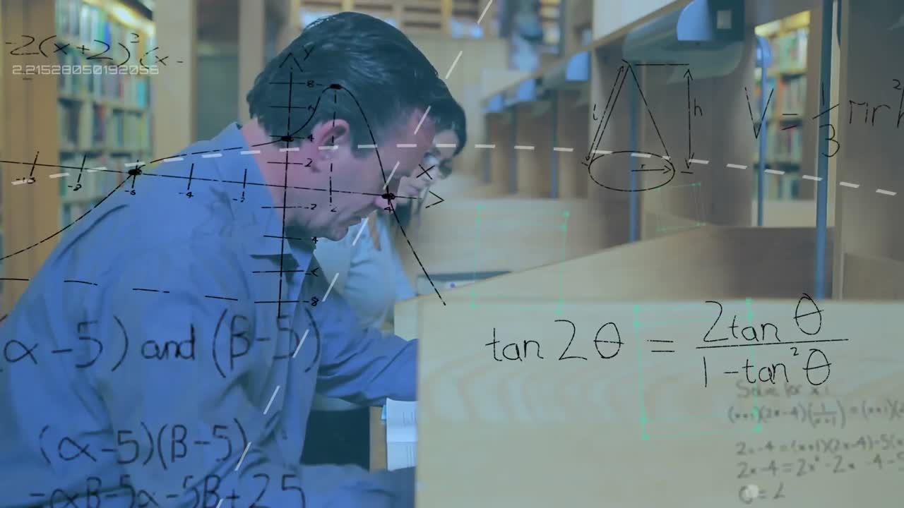 도서관 에서 연구 를 수행 하는 교수 들