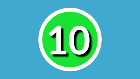 number 10 ten sign symbol animation motion graphics on green sphere blue background,cartoon video number for video elements