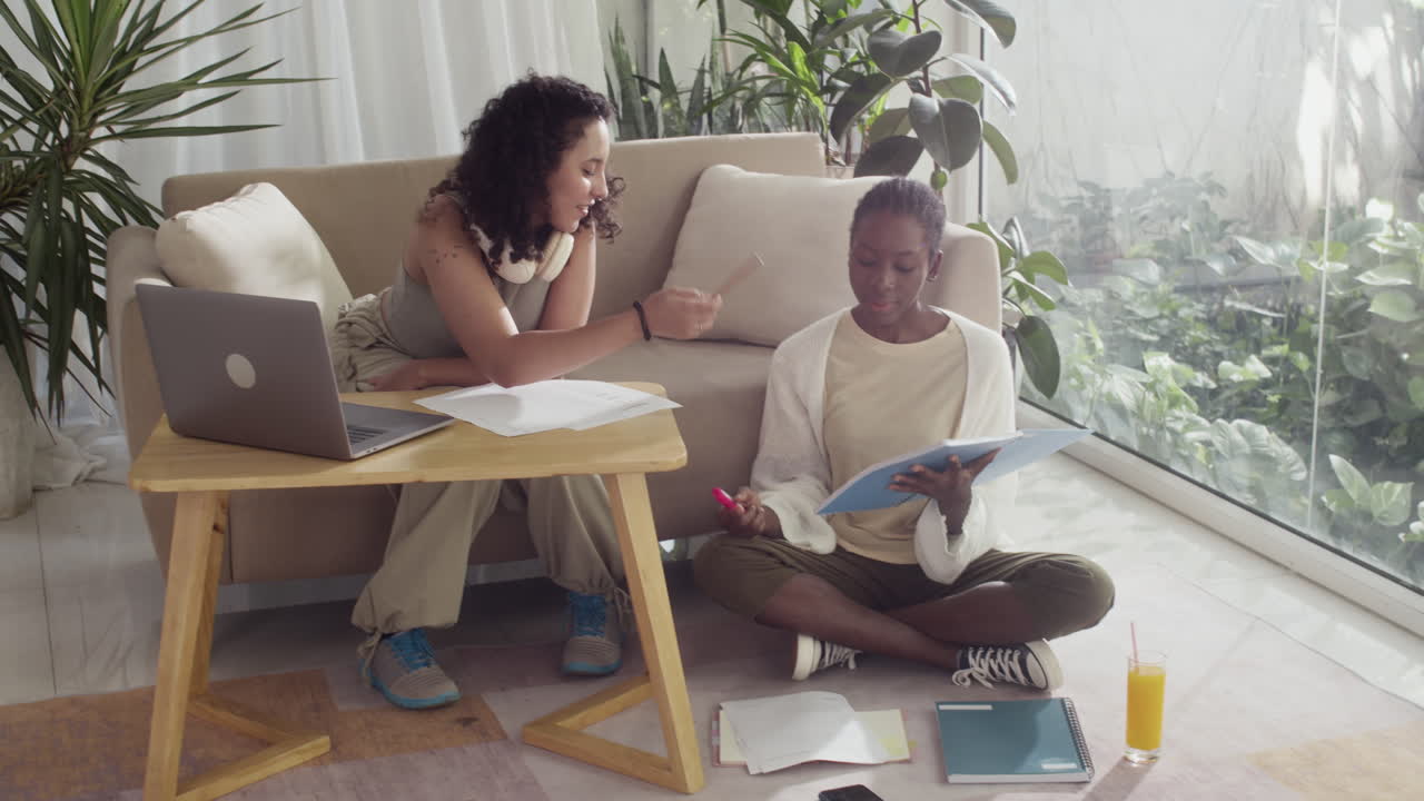 College Friends Doing Homework at Home