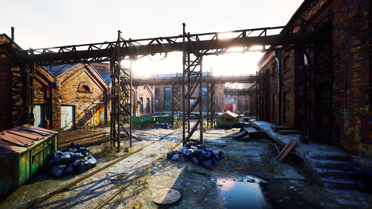 공장에서 버려진 오래된 산업 건물