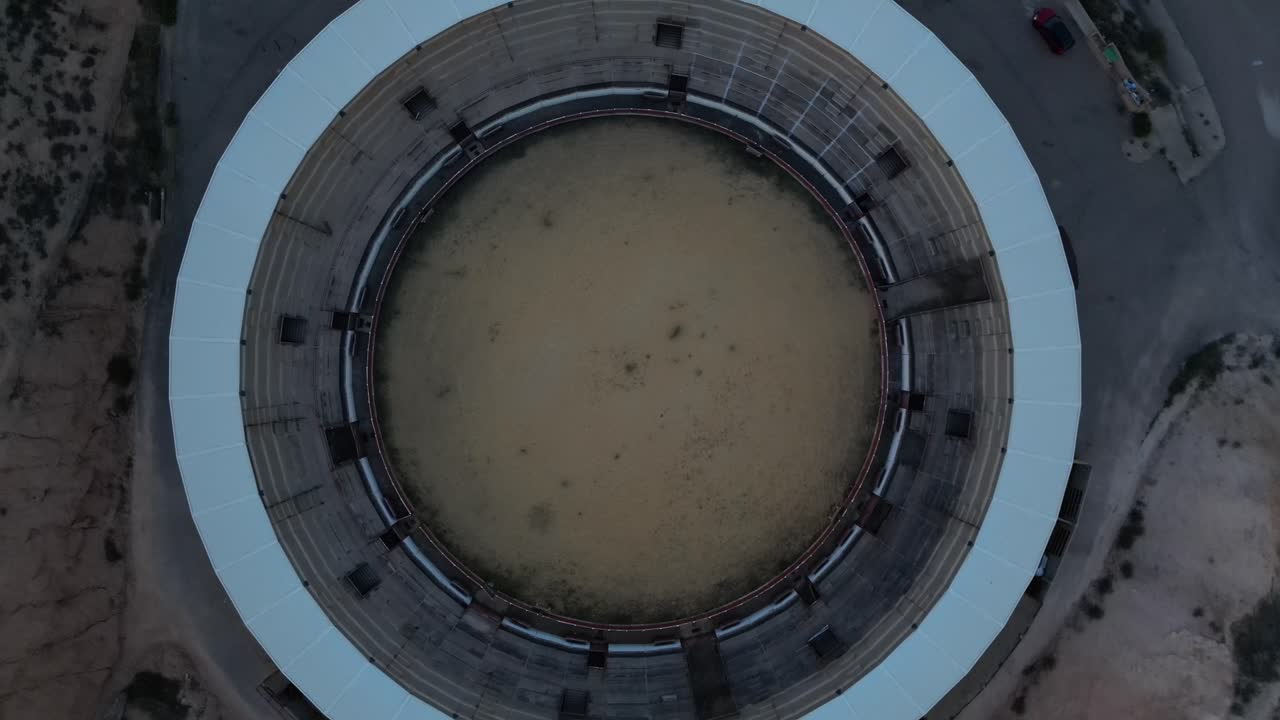 Aerial Top-Down View of an Empty Bullring