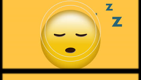 animación digital del efecto del carrete de película sobre el emoji de la cara soñolienta sobre fondo amarillo