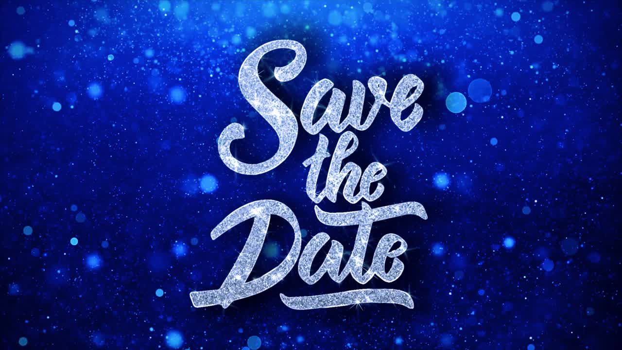 Save the date greetings card abstract blinking sparkle glitter particle looped background gift card