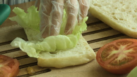 preparing a delicious sandwich, close up