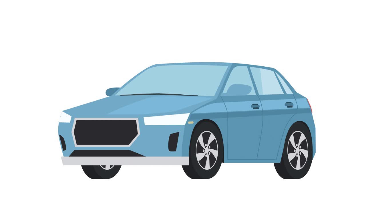 알파 채널을 가진 파란색 만화 자동차 애니메이션