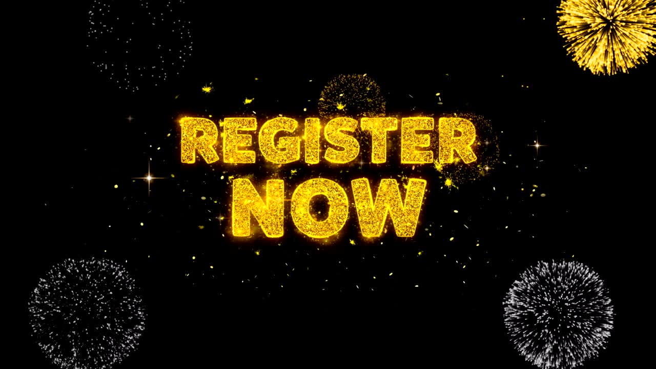 지금 등록 문자 반이는 황금 입자 불꽃놀이에 드러니다.