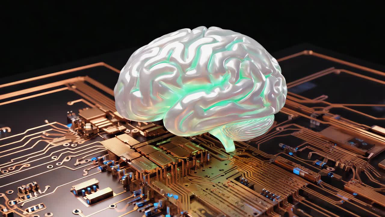 Artificial Intelligence Brain on Circuit Board