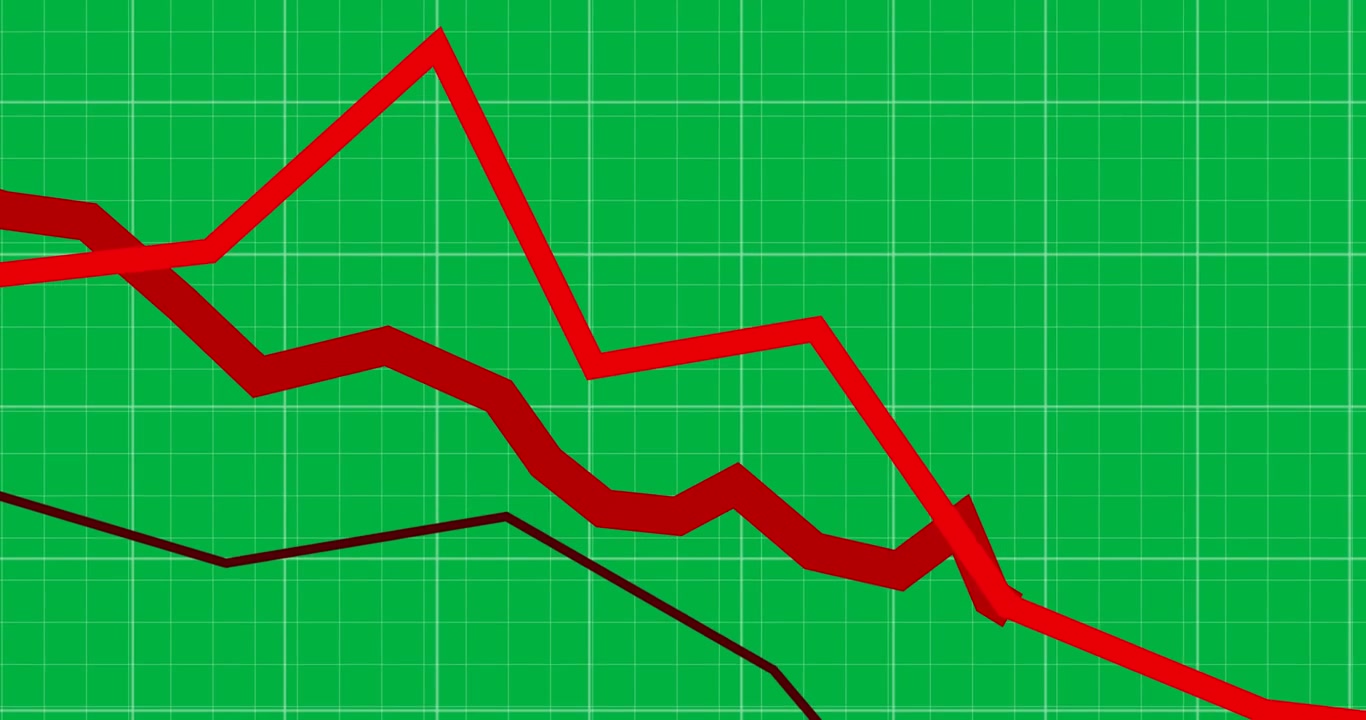 Animation of red arrows decreasing over a black and white grid