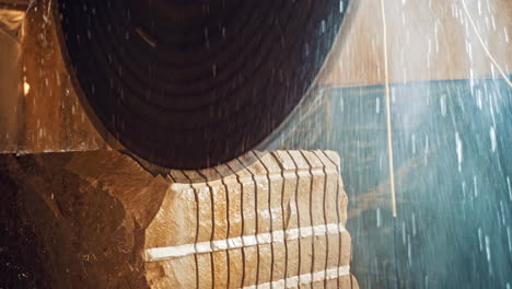 circular saw for cutting. close up of worker use wet sawing machine for cutting marble stone