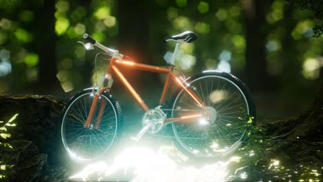 Mountain-bike-on-the-forest-path