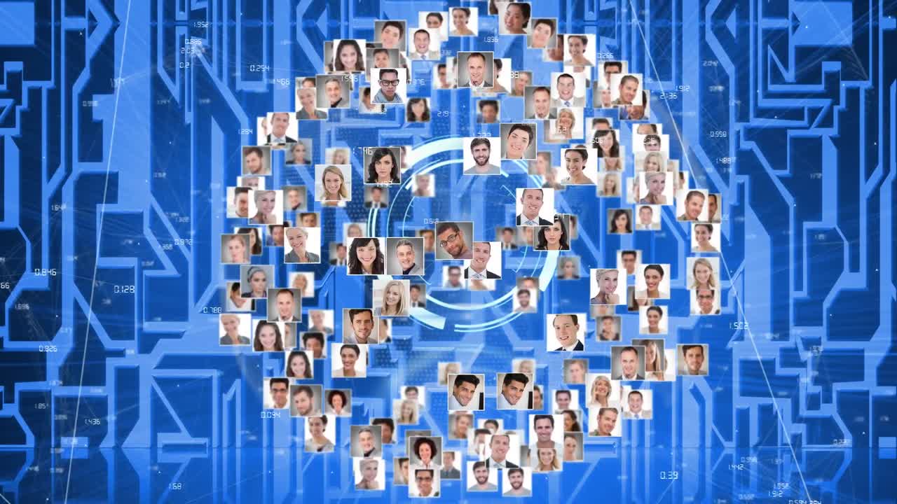 animación del globo sobre personas fotografías red de conexión