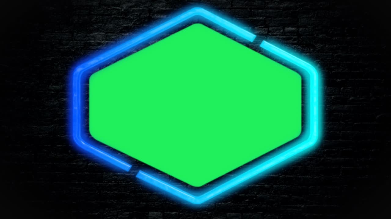 애니메이션 기하학 네온 빛 녹색 공간과 함께 다채로운 반이는 프레임.