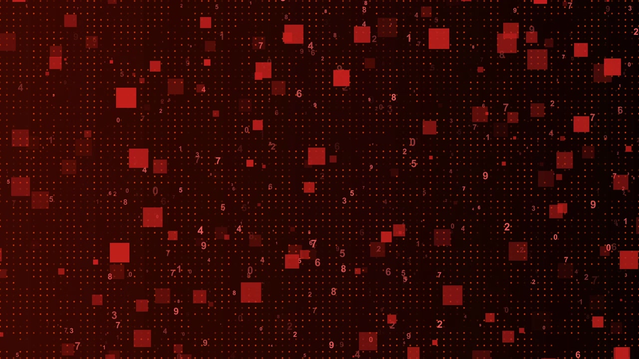 Abstract Digital Background with Floating Red Squares and Numbers