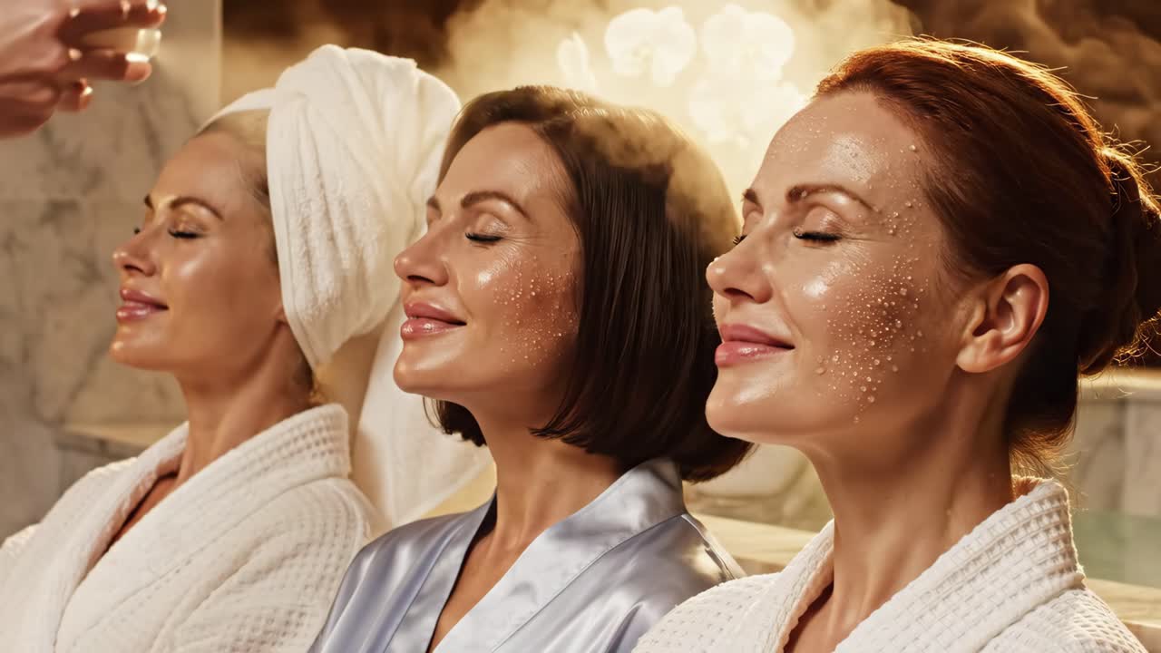 Women enjoying a spa facial treatment