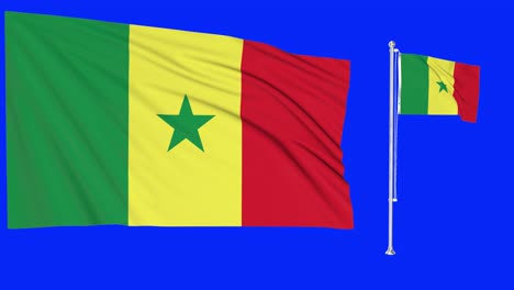 green screen waving senegal flag or flagpole