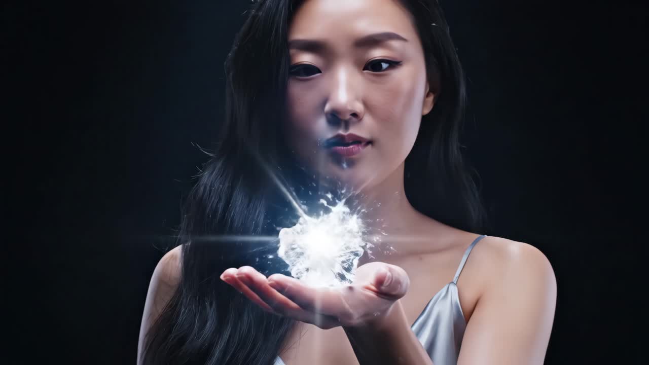 Woman holding a crystal