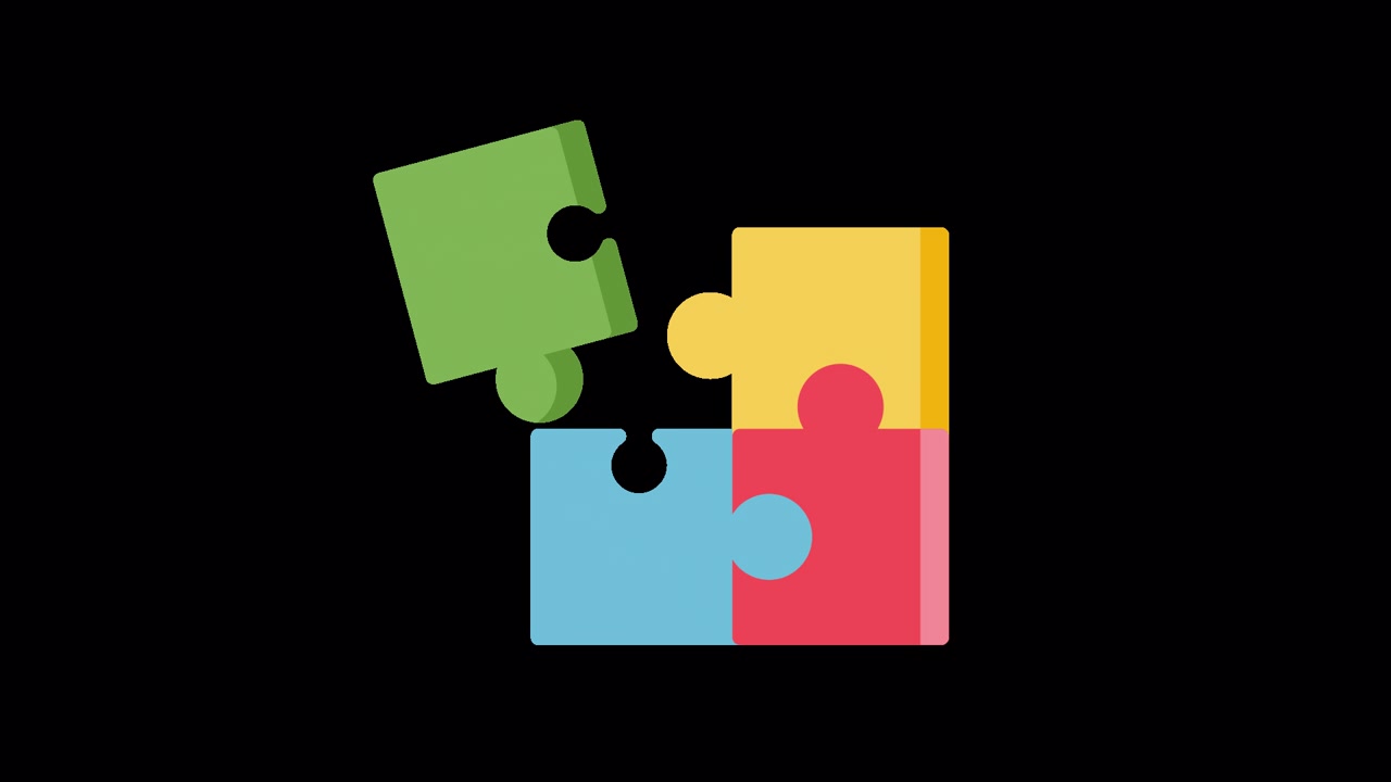 Animated Colorful Puzzle Pieces Connecting and Wiggling