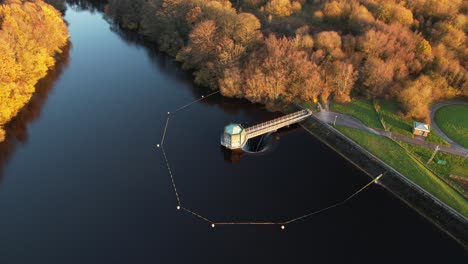 Torre-Desbordada-En-El-Embalse-De-Tittesworth,-Inglaterra