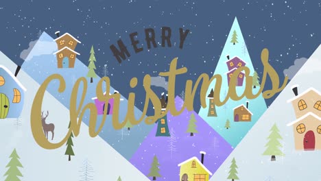 Animation-of-christmas-greetings-text-over-winter-scenery