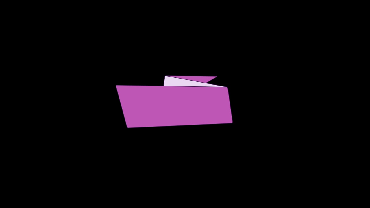 Animovaný fialový stuhový banner rozvíjející se na černém pozadí