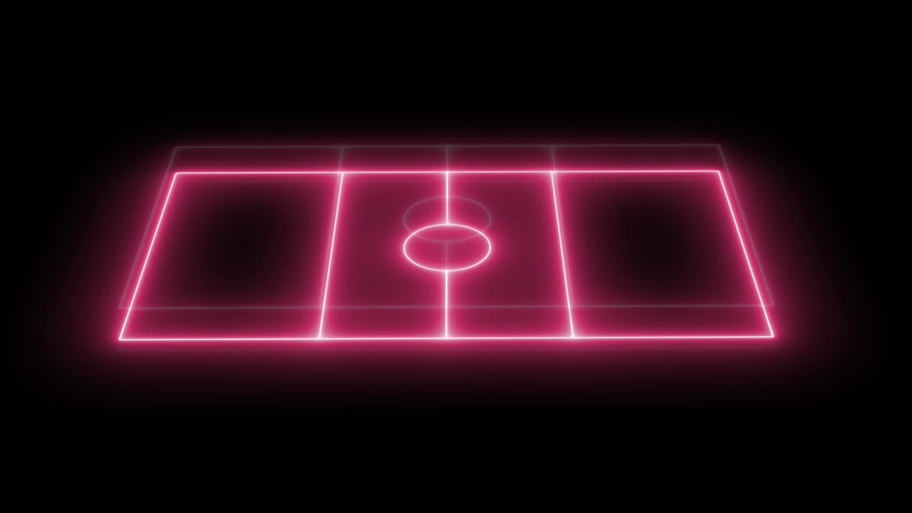 Animation of neon pink sports field and blue lightnings