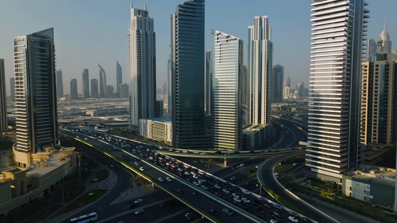 Paesaggio Urbano Moderno con Svincolo Autostradale e Grattacieli