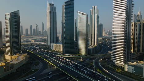 modern cityscape with highway interchange and skyscrapers