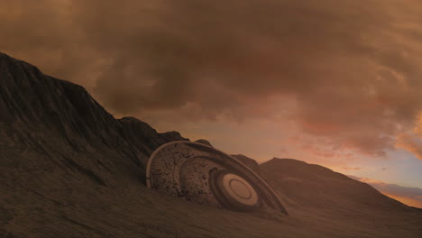 Crashed UFO in Desert Landscape