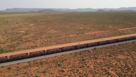 iron ore train crosses south african desert nearing saldanha along sishen-saldanha railway line