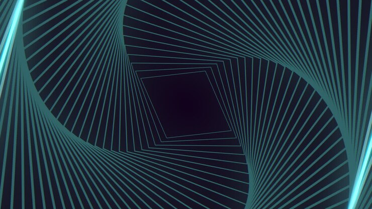 Zigzagging blue lines and rectangular black shapes in 3d geometric pattern