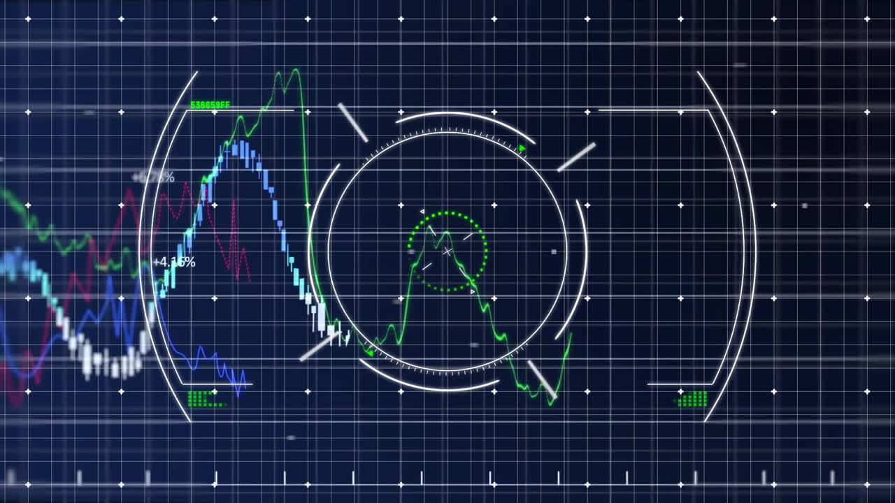 어두운 배경에서 범위의 애니메이션과 데이터 처리