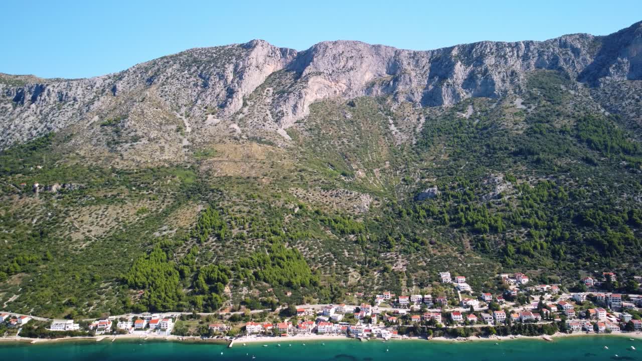 Scenic Landscape, Mount Odar, Gradac and Brist Village In Southern Dalmatia, Makarska Riviera, Croatia - aerial drone shot..