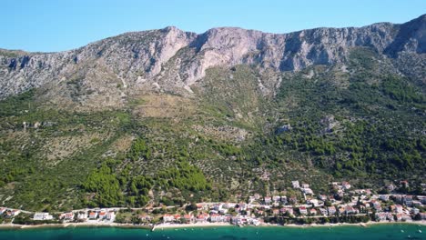 Scenic-Landscape,-Mount-Odar,-Gradac-and-Brist-Village-In-Southern-Dalmatia,-Makarska-Riviera,-Croatia---aerial-drone-shot..