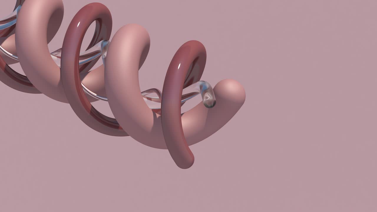 Twisted brown shapes. Beige background. Abstract animation, 3d render.