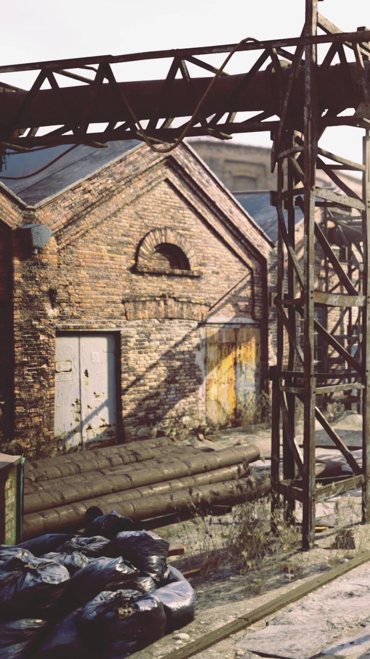 Un edificio in mattoni si erge in una zona industriale.