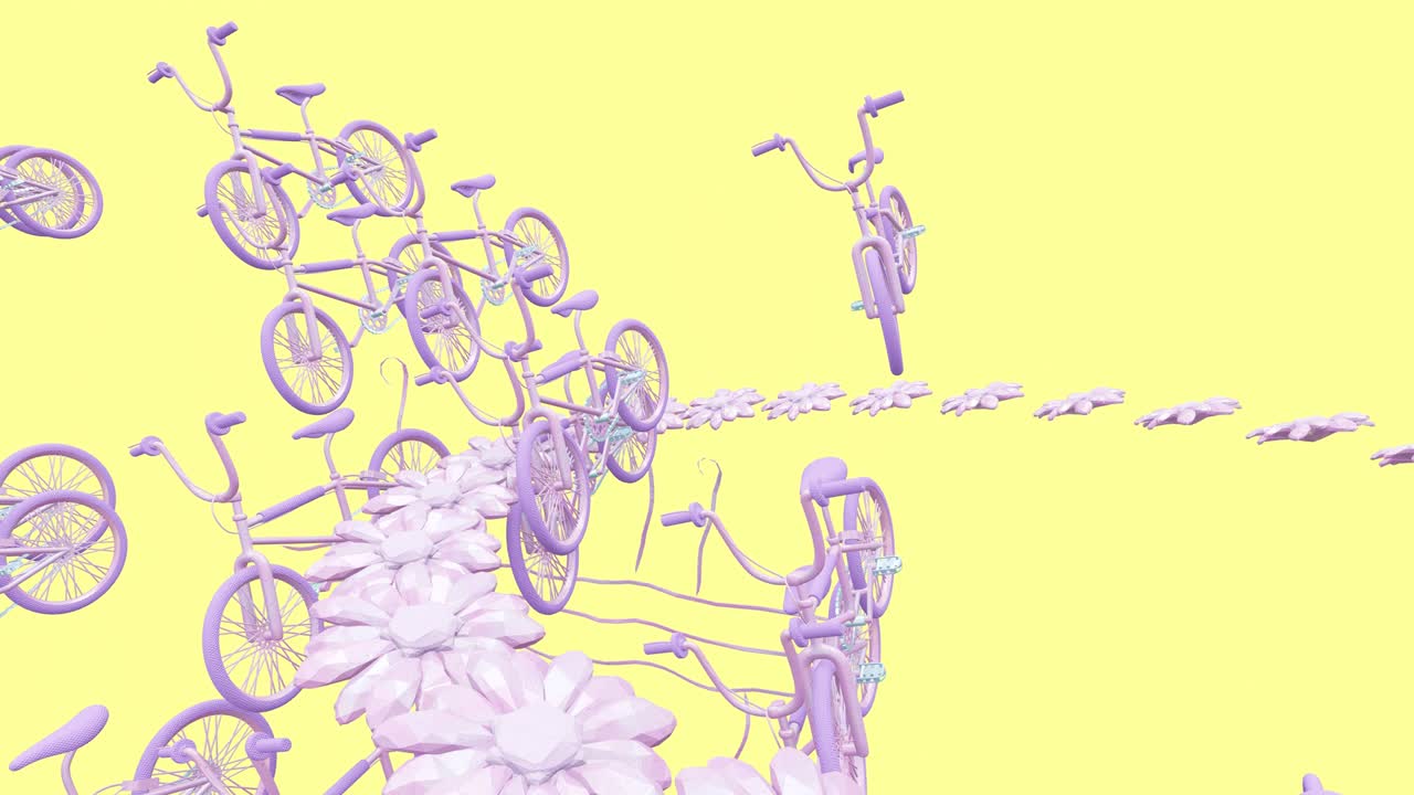 미니멀 3d 아트: 기하학적 디자인 공간에서 애니메이션 된 세련된 객체, 트렌디한 색상 조합, 루프 모션, 4k 비디오