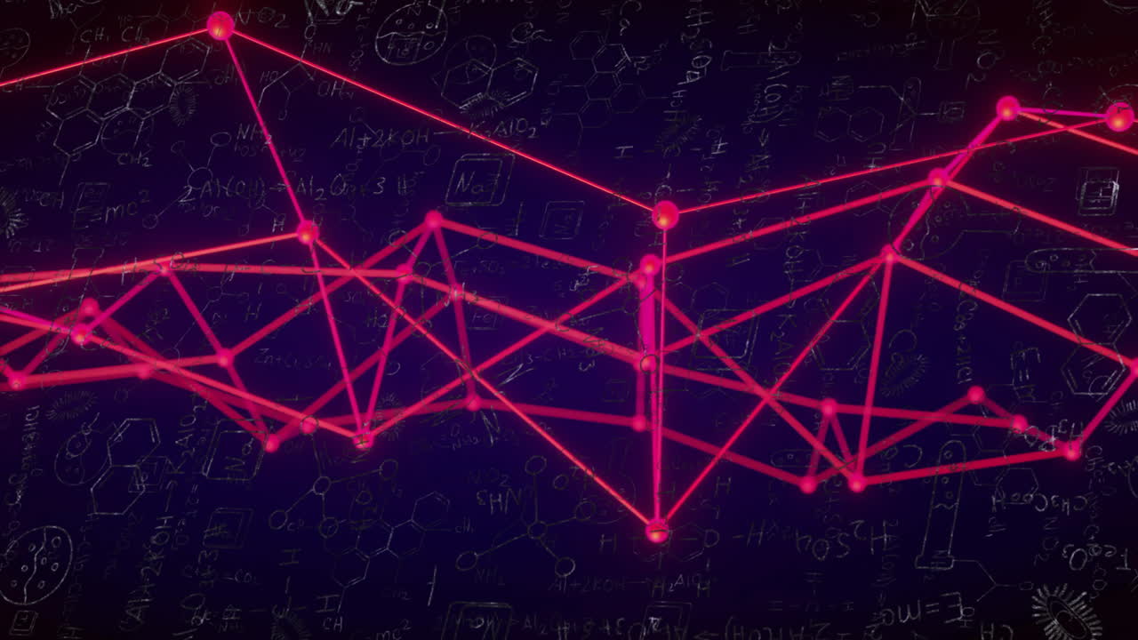анимация сети соединений по химической формуле на черном фоне