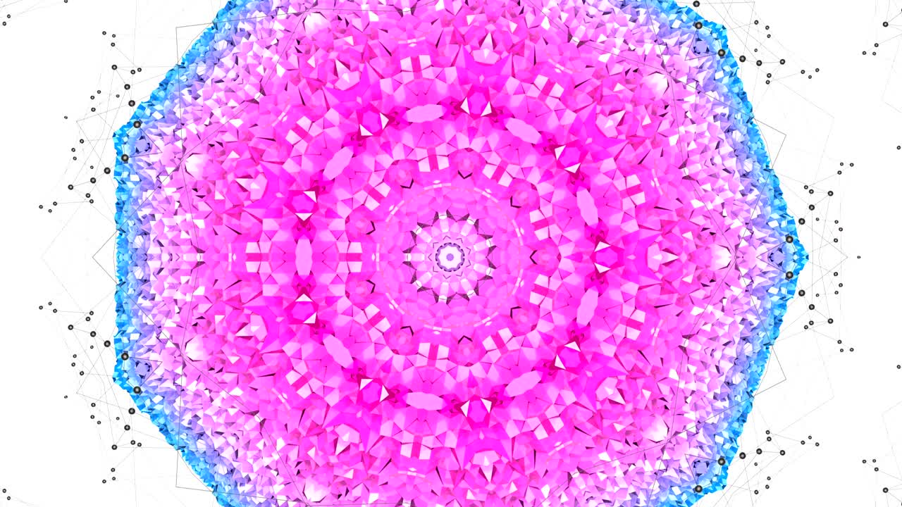 Animazione di sfondo low poly 4K in loop. Animazione 3D fluida in stile low poly geometrico moderno con colori sfumati. Sfondo creativo semplice blu e rosso. Struttura circolare V 3 con griglia