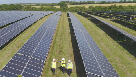 corporate responsibility surveyors inspect a new solar panel green initiative