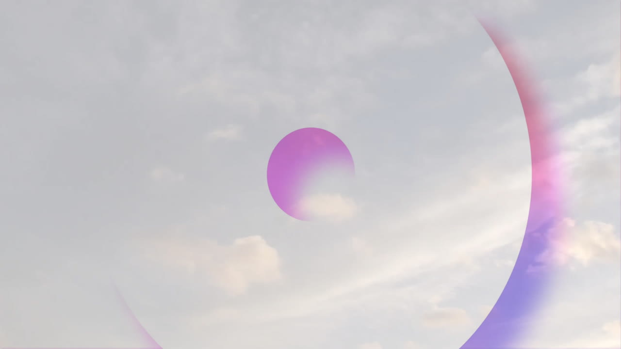 Cloudy sky background with pink abstract shapes creating animation effect