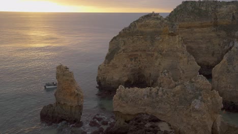 ponta da piedade in lagos at sunrise, in portugal