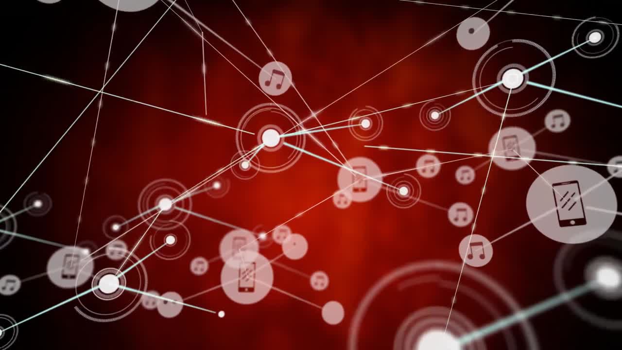 animación de la red de conexiones con fondo negro.