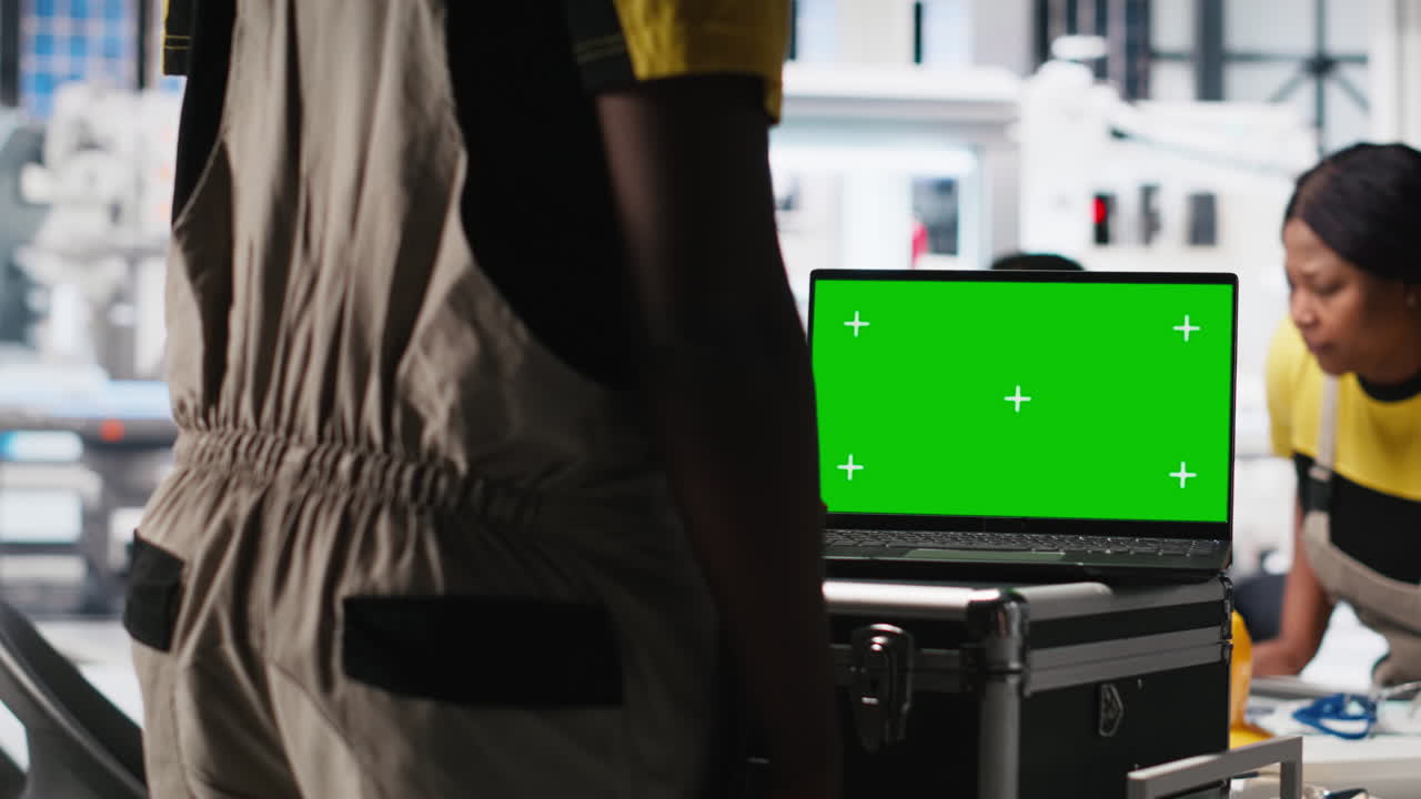 Photovoltaics factory expert finetuning system settings on green screen PC