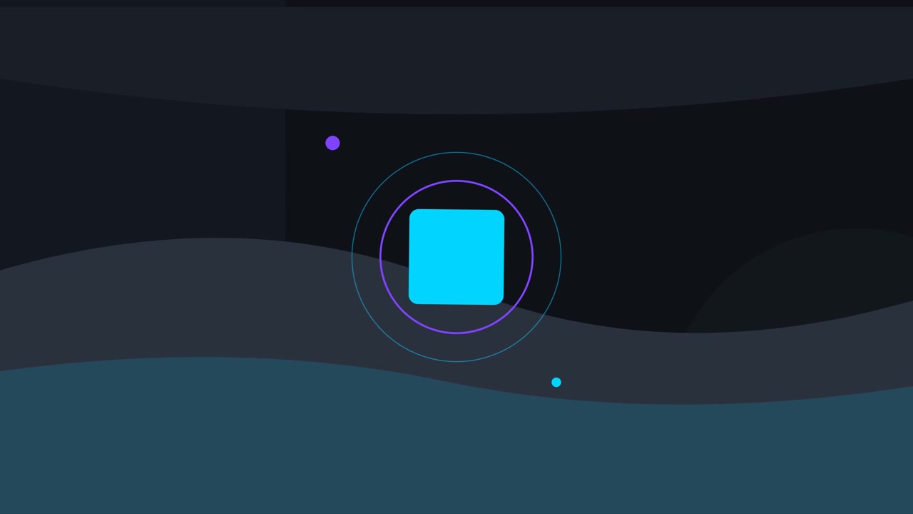 Motion graphic astratta con un quadrato blu rotante