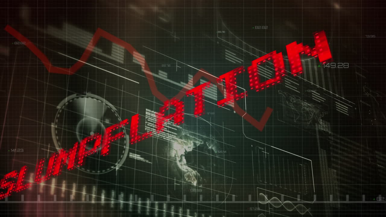 데이터 처리에 대한 슬럼플레이션 텍스트의 애니메이션