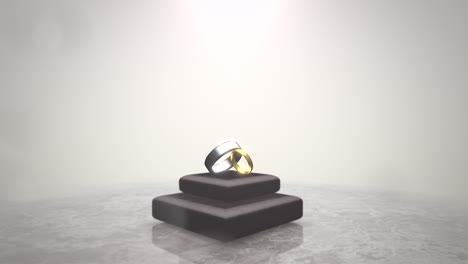 anillos de bodas en el escenario