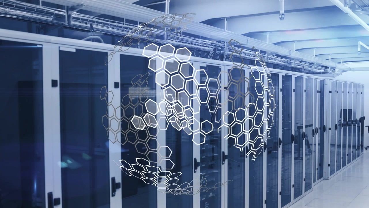 Animation of data processing over server room